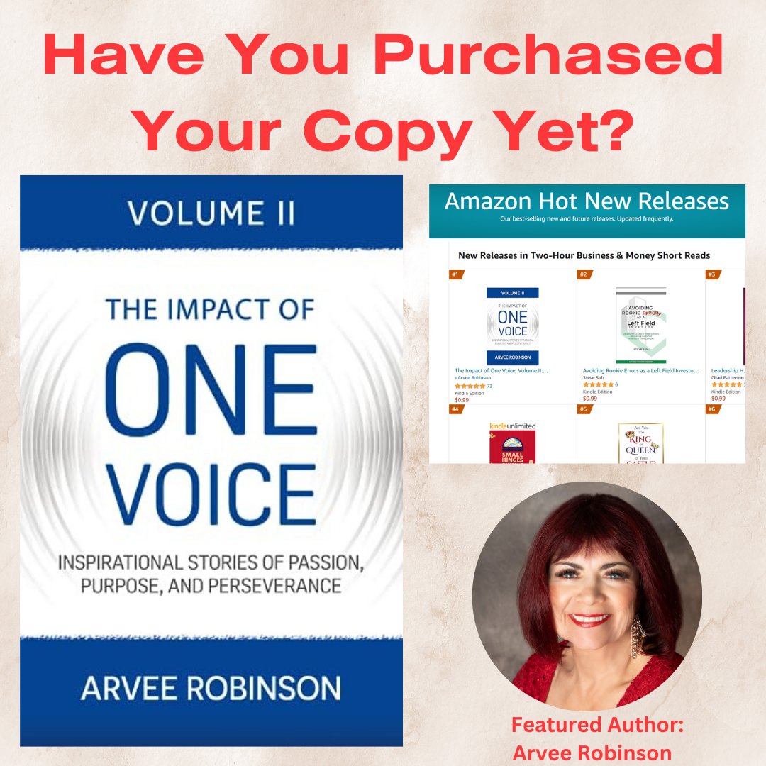 Have you purchased your copy yet? The Impact Of One Voice Volume II is the #1 New Release in Two-Hour Business &amp; Money Short Reads!!

Today is the big launch day purchase your copy for just $.99 on Amazon. amazon.com/dp/B0CGVPXLCJ

#Booklaunch #author #impactofonevoice