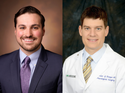 Pediatric neurosurgeon Dr. Brandon Rocque (right) and PGY3 Resident <a href="/andrewthale3/">Andrew T. Hale, MD, PhD</a> (left) recently received a $390,000 R21 grant from the <a href="/NIH/">NIH</a> to advance congenital hydrocephalus research. 
Read more: uab.edu/medicine/neuro…