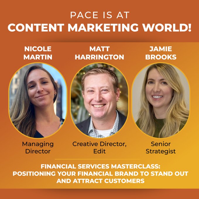 We are one week away from the largest content marketing event in the world! Join our very own Matt Harrington, Jamie Brooks and Nicole Martin as they present the “Financial Services Masterclass: Positioning Your Financial Brands to Stand Out and Attract Customers.” #CMWorld