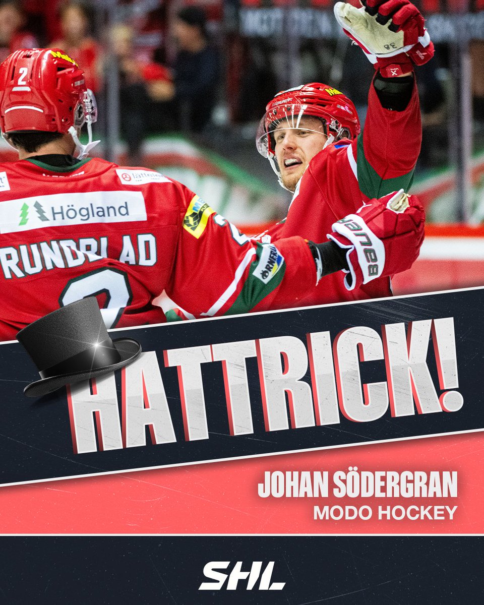 SHLse's tweet photo. Säsongens första hattrick kommer från Johan Södergran 🎩🎩🎩
#MODOLHC #SHL #twittpuck https://t.co/V7ifxFDx79