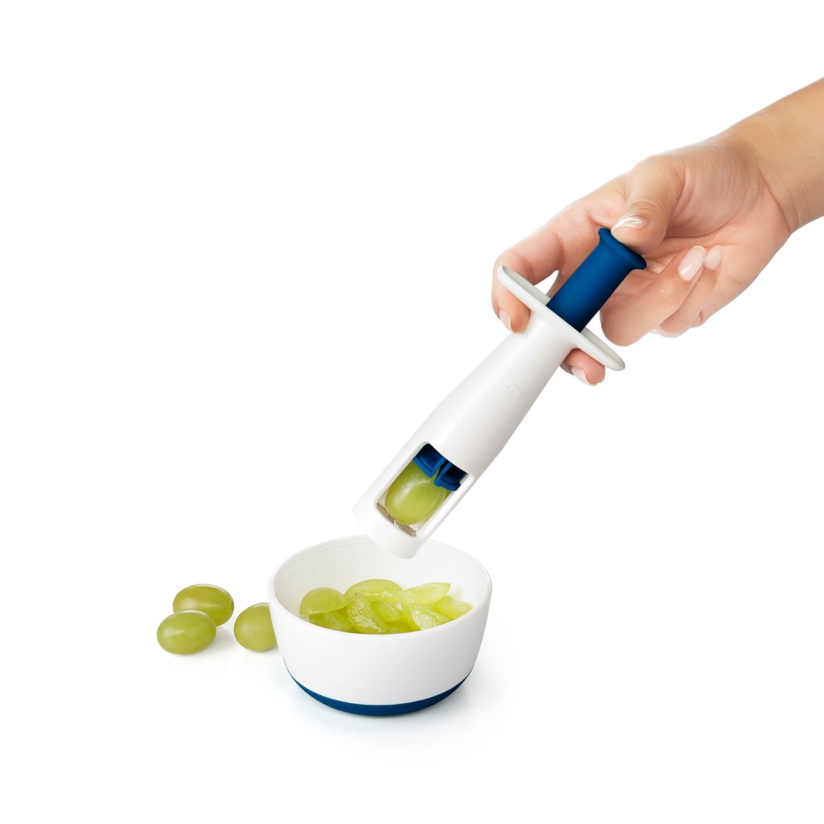 Quickly cut grapes into safe, easy to eat pieces for your little one. Our grape cutter saves you time and gives you some peace of mind during snack time.