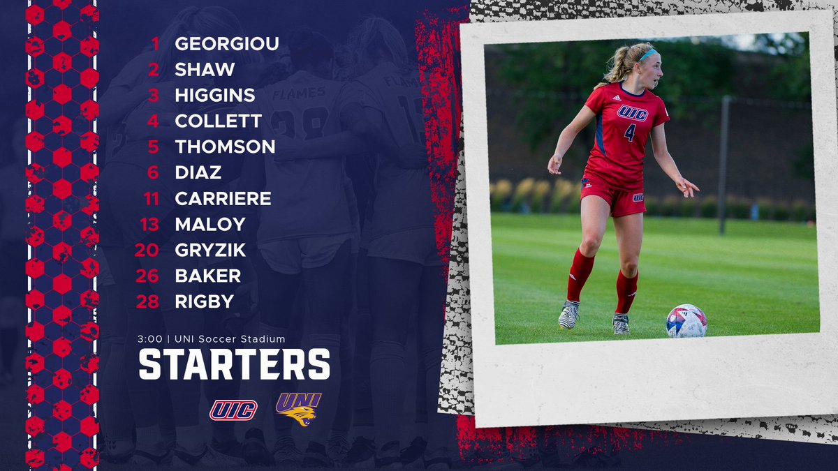 Our starting 1️⃣1️⃣ 

Trish Georgiou makes her first colliegate start! 🔥

#ChicagosCollegeTeam #FireUpFlames