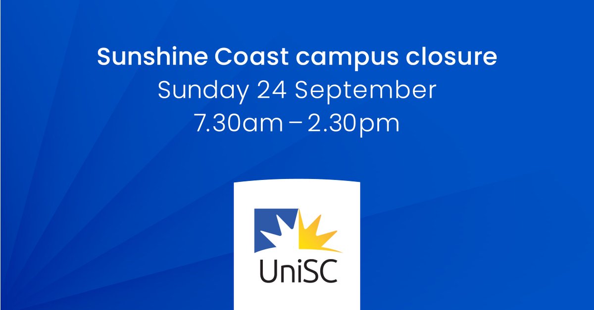 Energex will be undertaking transformer maintenance at our Sunshine Coast campus on Sunday, so the campus will be closed for safety. Unfortunately, that means all buildings and facilities will be closed, with no access available to any staff, students, or visitors.