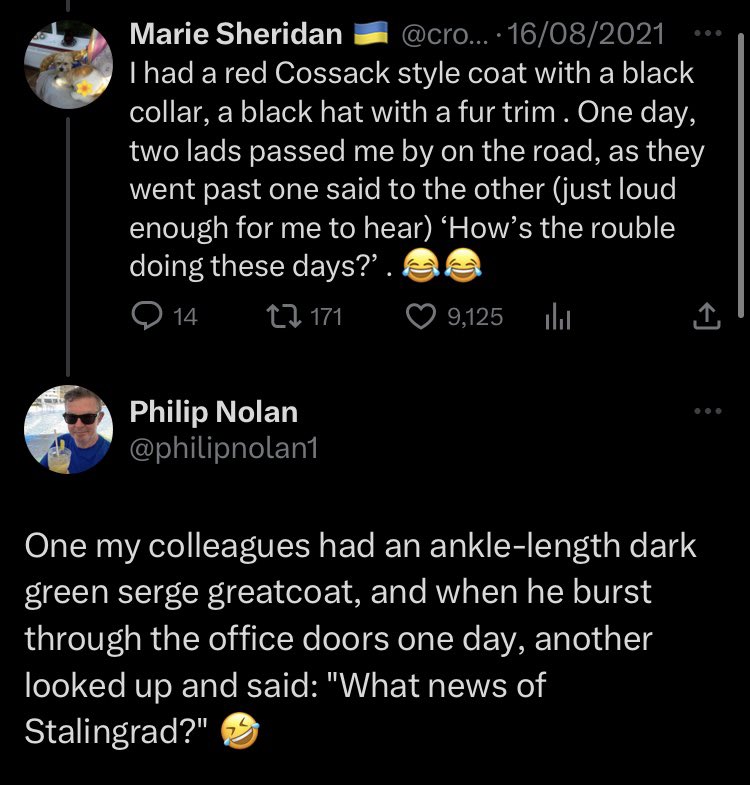 FionaSmall's tweet image. The tweet and replies to the time someone once wore a beret in Waterford is an instant classic