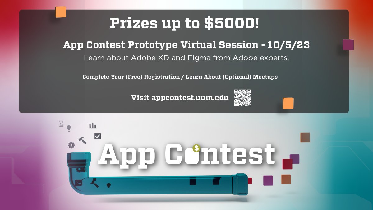 UNM_IT's tweet photo. Register at https://t.co/kJcbfVOKGy to attend the 9/27/23 Meetup at the Rainforest, get information about the contest and the Prototype Session on 10/5. https://t.co/E8q3aLTh8J