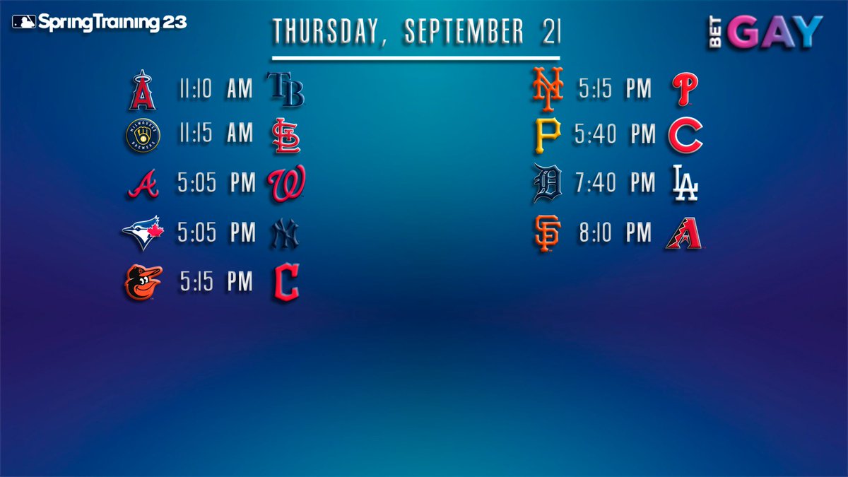 betgayfun's tweet image. #MLB #springtraining2023 #schedule
Calendario de hoy que no debes perderte!👀🔥⚾️🔥🔥⚾️🔥👀