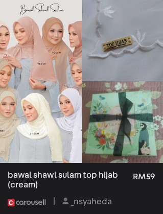 gemok40tan's tweet photo. Check out 'bawal shawl sulam top hijab (cream)', available on #Carousell: https://t.co/ESSOBsGMR6 https://t.co/iJB9OwDfsB