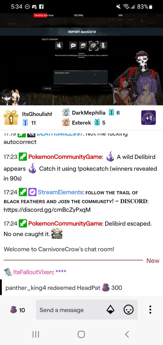 Reznokontwitch's tweet photo. @CarnivoreCrow I faced you today with nurse, my friend who was viewing me with share screen on ps was watching your stream with his mic muted said you called me a hacker, got this screenshot of you reporting me for cheating blinks, I had an addon so I can lunge far after 2 blinks https://t.co/ZhdoQviGvL