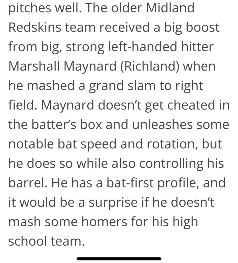 Thanks for the write up from the Texas Scouts Games <a href="/DustinLMcComas/">Dustin McComas</a> 

<a href="/recruitmidland/">Midland Southwest Bulls Baseball</a>
@midlandbraves
@midland_redskin
<a href="/RHSWolfpackBsb/">RichlandBaseball</a>
<a href="/ChadPittman12/">Chad Pittman</a>