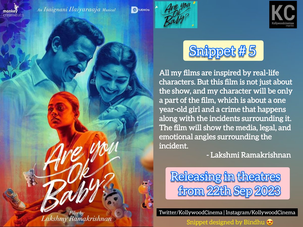 KollywoodCinima's tweet photo. #KollywoodCinima #KcSnippets for #AreYouOkBaby #AYOB by #Bindhu
#AYOBFromToday #AreYouOkBabyFromToday
π¬ @LakshmyRamki
πΈ @ilaiyaraaja
π° @WCF2021
π° #MonkeyCreativeLabs #Dstudios
π @thondankani @DirectorMysskin
π @ashokactor @VinodhiniUnoffl
π #Abhirami #DirVijay #Naren
π£ @donechannel1 @teamaimpr.