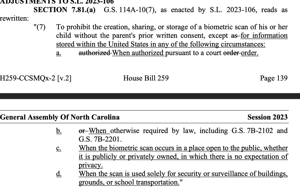 SloanRachmuth's tweet photo. Republican leaders are allowing the government to collect biometric data on YOUR CHILD behind your back. 

@NCHouseSpeaker and @SenatorBerger why are you killing the Parental Right Bill?? #ncpol https://t.co/DgxFthZrom