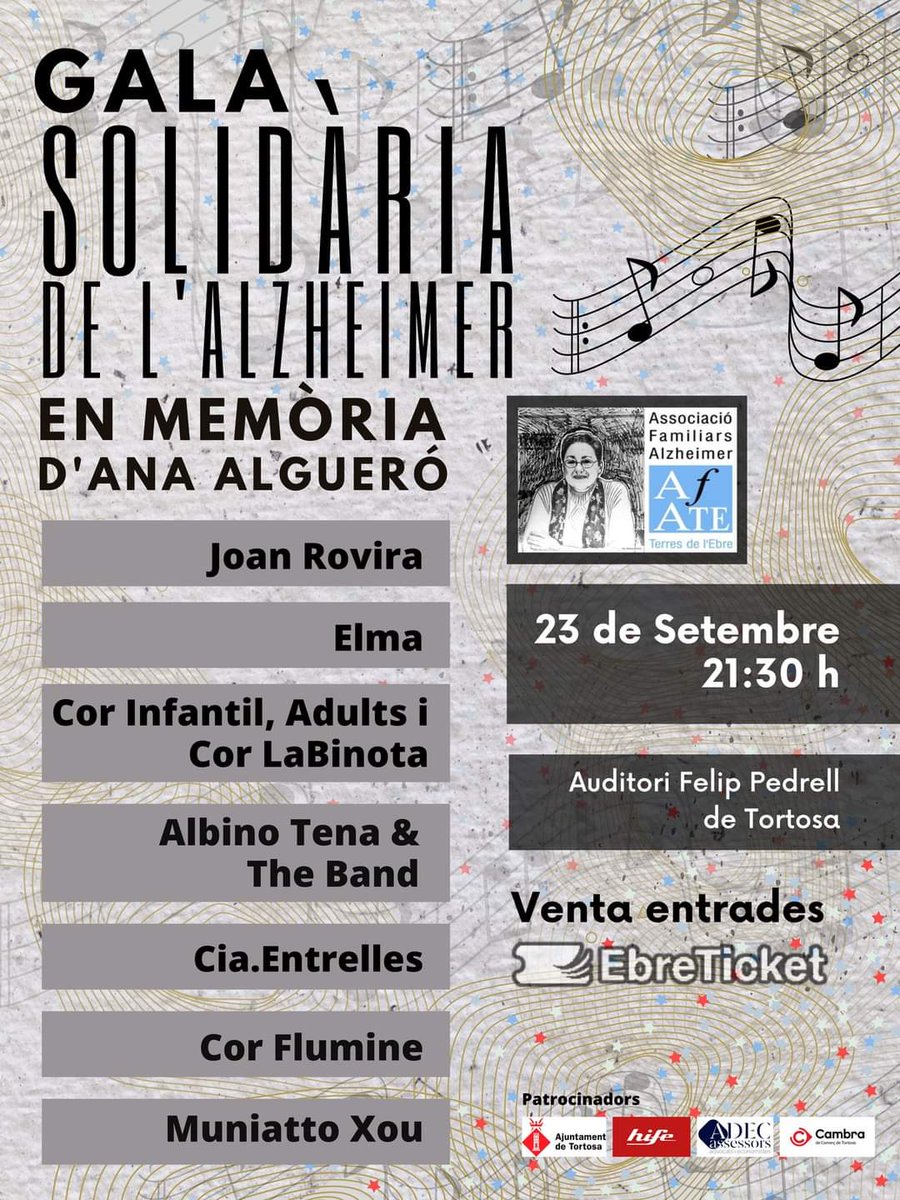 Demà dissabte participem en la gala solidària de l'Alzheimer. Ens veiem a l'Auditori!