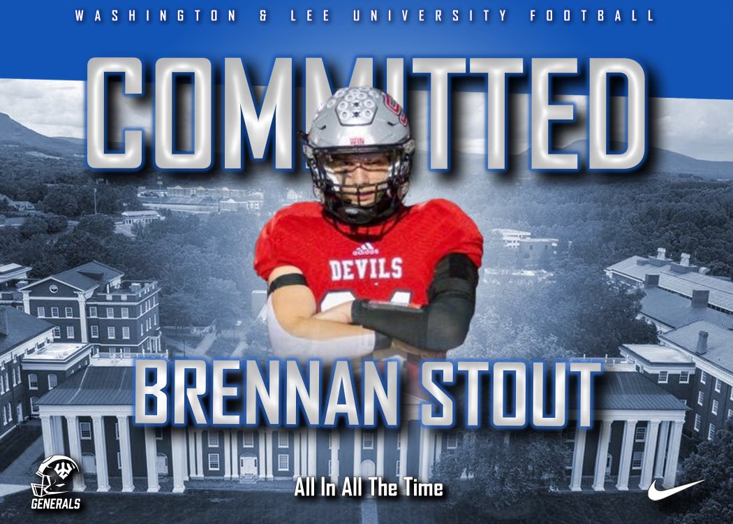 Brennan Stout (@brennanstout34) on Twitter photo I am excited to announce that I will be continuing my athletic and academic career at Washington and Lee University. I want to thank <a href="/coach_rapoza/">Coach Rapoza</a> and <a href="/coachlerose/">Coach Lerose</a> for giving me this opportunity as well as <a href="/the_ridge56/">Vern Ridgway</a> and <a href="/Brett_McLean1/">Brett McLean</a> for their continual support. I am excited to announce that I will be continuing my athletic and academic career at Washington and Lee University. I want to thank <a href="/coach_rapoza/">Coach Rapoza</a> and <a href="/coachlerose/">Coach Lerose</a> for giving me this opportunity as well as <a href="/the_ridge56/">Vern Ridgway</a> and <a href="/Brett_McLean1/">Brett McLean</a> for their continual support.