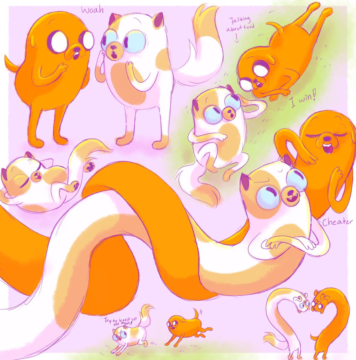 Man I really wish we got to see these two interact :( anyways, here’s some Cake and Jake doodles lol