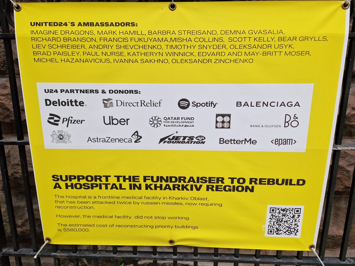 Support the <a href="/U24_gov_ua/">UNITED24</a>  fundraiser to rebuild a hospital in the Kharkiv region! Here's the link: donorbox.org/kharkiv_region… Picture from a banner in front of Ukraine's Consulate in Chicago.