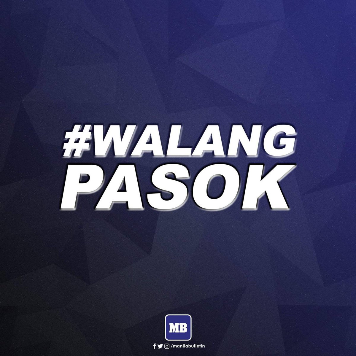 manilabulletin's tweet photo. #WalangPasok: Several local government units in the National Capital Region (NCR) and in the provinces of Cavite, Laguna, and Batangas have suspended classes in all levels, public and private, on Friday, Sept. 22, due to the volcanic smog or "vog" released by Taal Volcano since Thursday, Sept. 21.

READ: https://t.co/sFe5O5aQdt