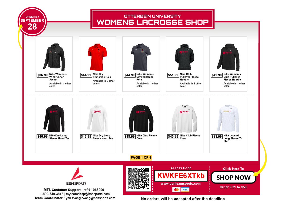Get your team gear at the WOMEN’S LACROSSE SHOP My Team Shop by September 28th! bit.ly/3PKYqlO
