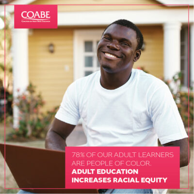 Kansas_Adult_Ed's tweet photo. Adult Education promotes #racialequity as 74% of our #adultlearners are  people of color. Adult Education provides a hand up and out of #poverty  and into #family sustaining wages. #COABEontheHill2023  #AdultEdLiteracyWeek #AEFL2023 https://t.co/noKSkdVguJ