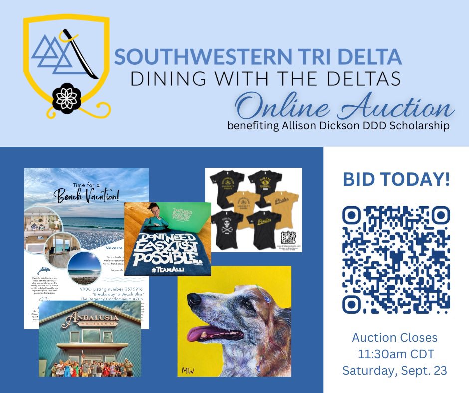 Please bid on great #auction items to support the @AlliJD3 @TriDelta #Scholarship at @SouthwesternU 😍 Like, share, and help spread the word 🫶🏻 charityauctionstoday.com/bid/2023alliso…