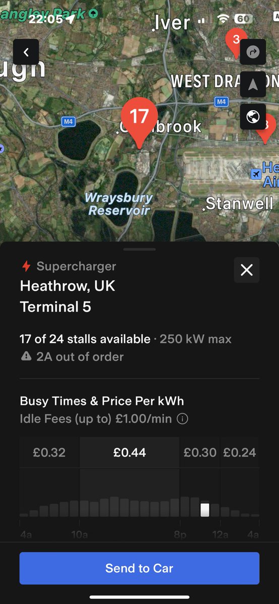 Eprojem's tweet photo. @QuentinWillson Heathrow Hilton T5, 24 Tesla Superchargers here, very busy site as well with high throughput. Shameful indeed! https://t.co/yvYsyNhXdB