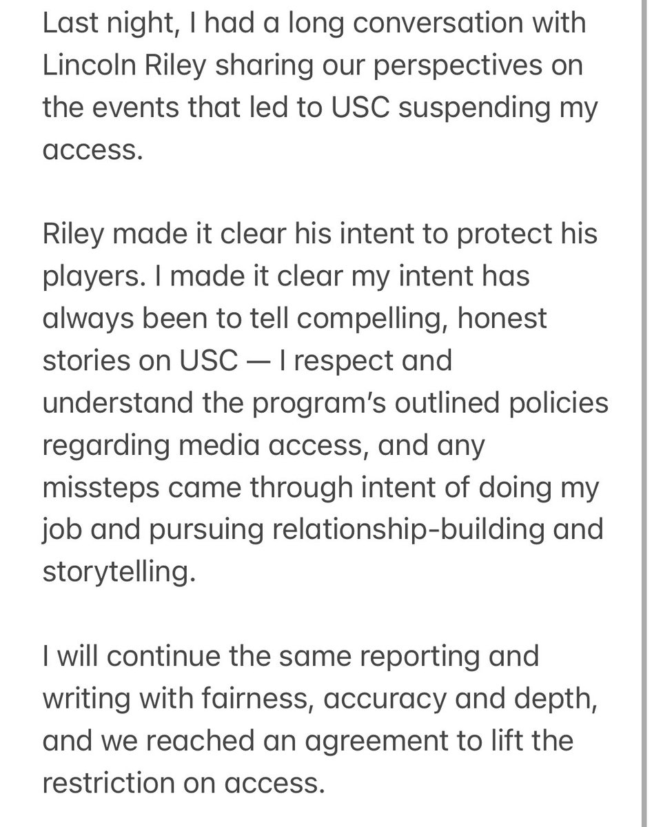 An update on the situation with USC access: