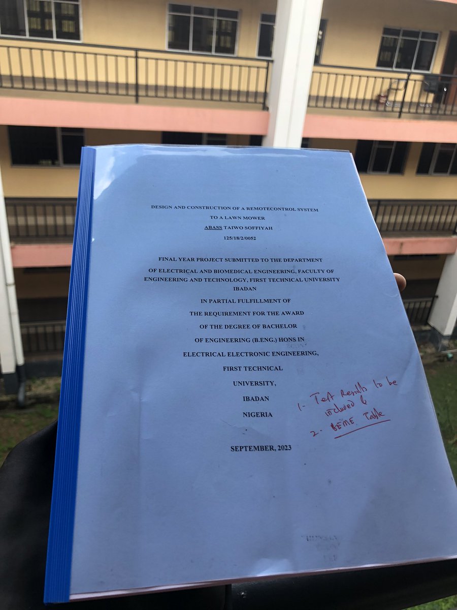 thesophiebrand's tweet image. Final defense done🫶🏻

Project Topic: Design and Construction of a remote control system to a Lawn mower.