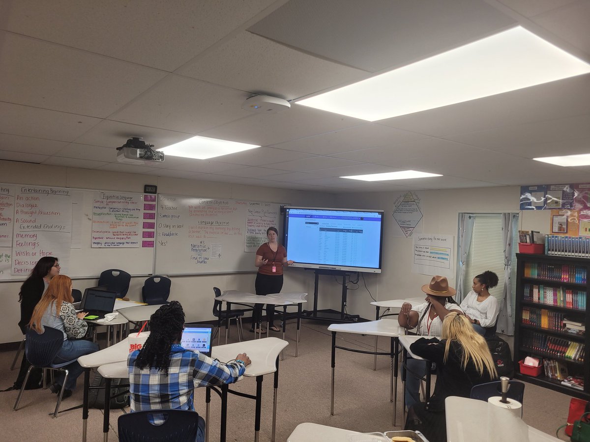 CMS_CISD's tweet photo. ELAR department meeting happening! Ms. Daniels is presenting great strategies for the classroom to her peers! Awesome job! #growingleaders #myon #classwize https://t.co/bkJdOBfS4t