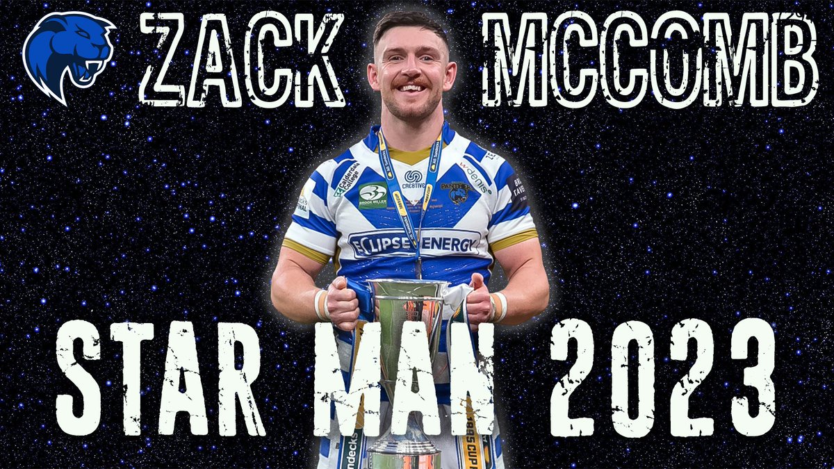 HalifaxPanthers's tweet photo. STAR MAN AWARDS ⭐️🏆 And finally the main award of the night - The Star Man Award🔵⚪️🐾

This is chosen by the coaching staff to recognise an outstanding contribution both on and off the field, being the best team mate

Our 2023 Star Man is Zack McComb ⭐️

#FAX150 #StarManAwards https://t.co/X0j8n5k6nr