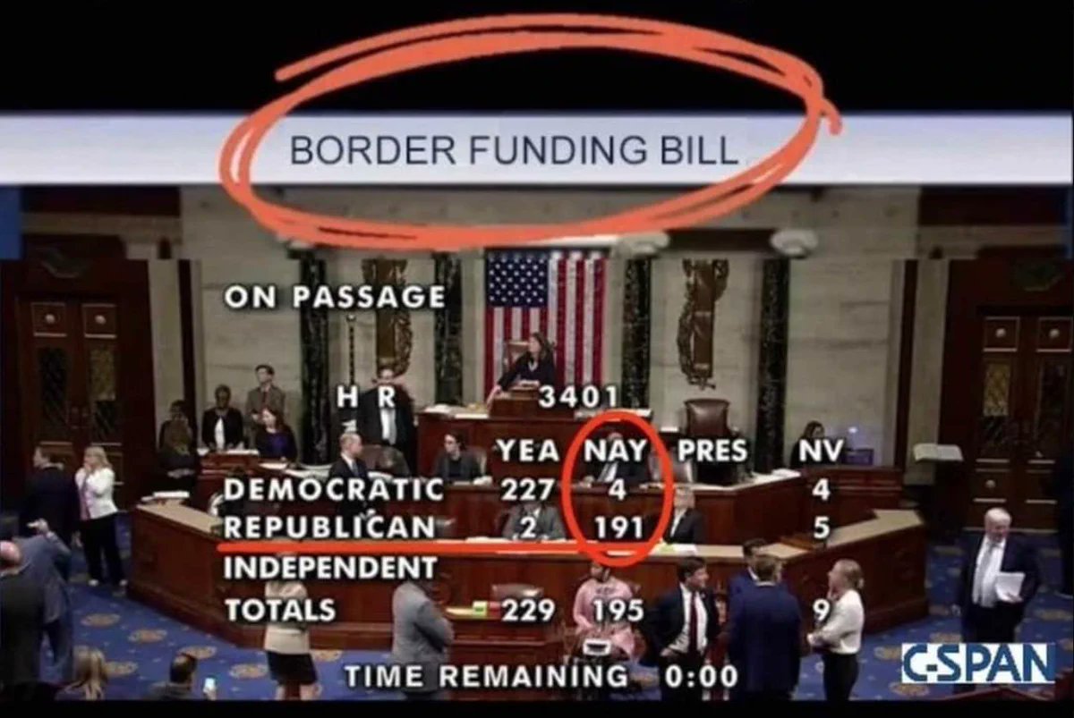 Republicans: Why won't Biden fix the border!!!!

Also Republicans: