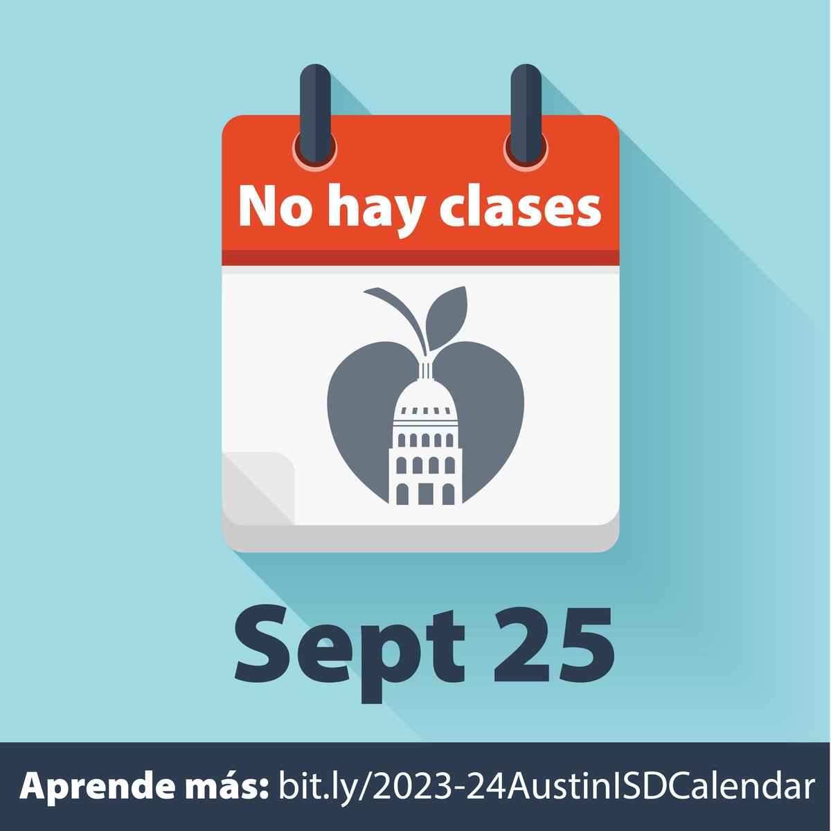 Reminder: No Classes September 25
Learn more: bit.ly/2023-24AustinI…
*****
Recordatorio: No hay clases el 25 de septiembre
Aprende más: bit.ly/2023-24AustinI…