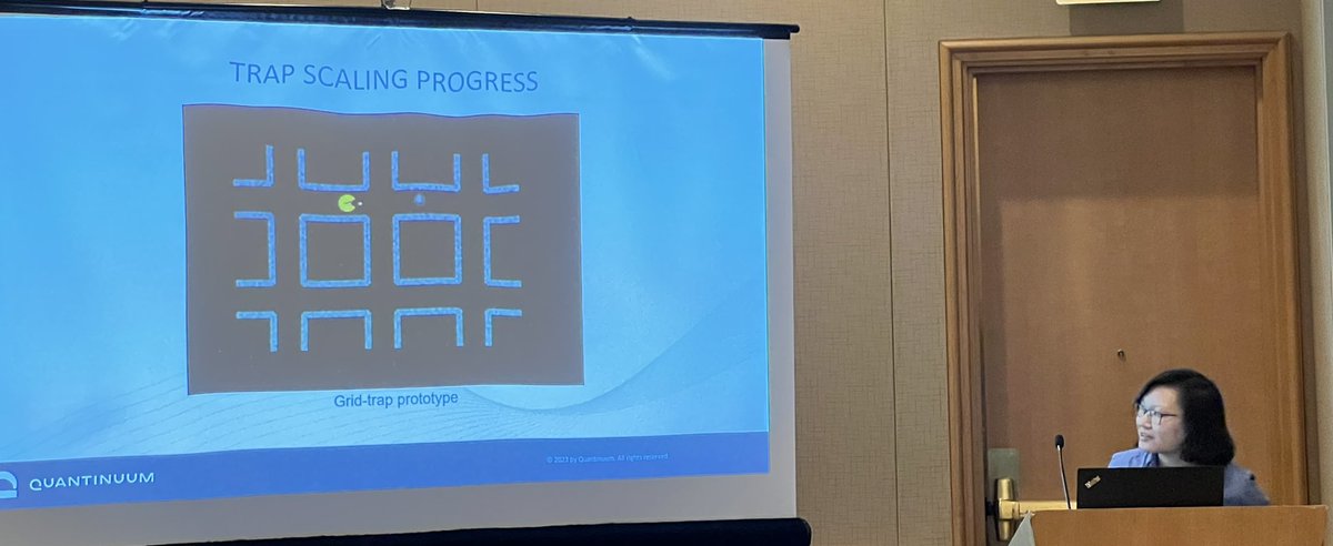 nachi182's tweet photo. Always a pleasure to hear Patty Lee, chief scientist at @QuantinuumQC discuss how our company is growing, developing and pushing the limits of #quantumcomputing. @IEEEQuantumWeek @IEEEQuantum 

Here she show cases our H2 “racetrack” trap as well as junction transport techniques. https://t.co/FwvVlAGdcF