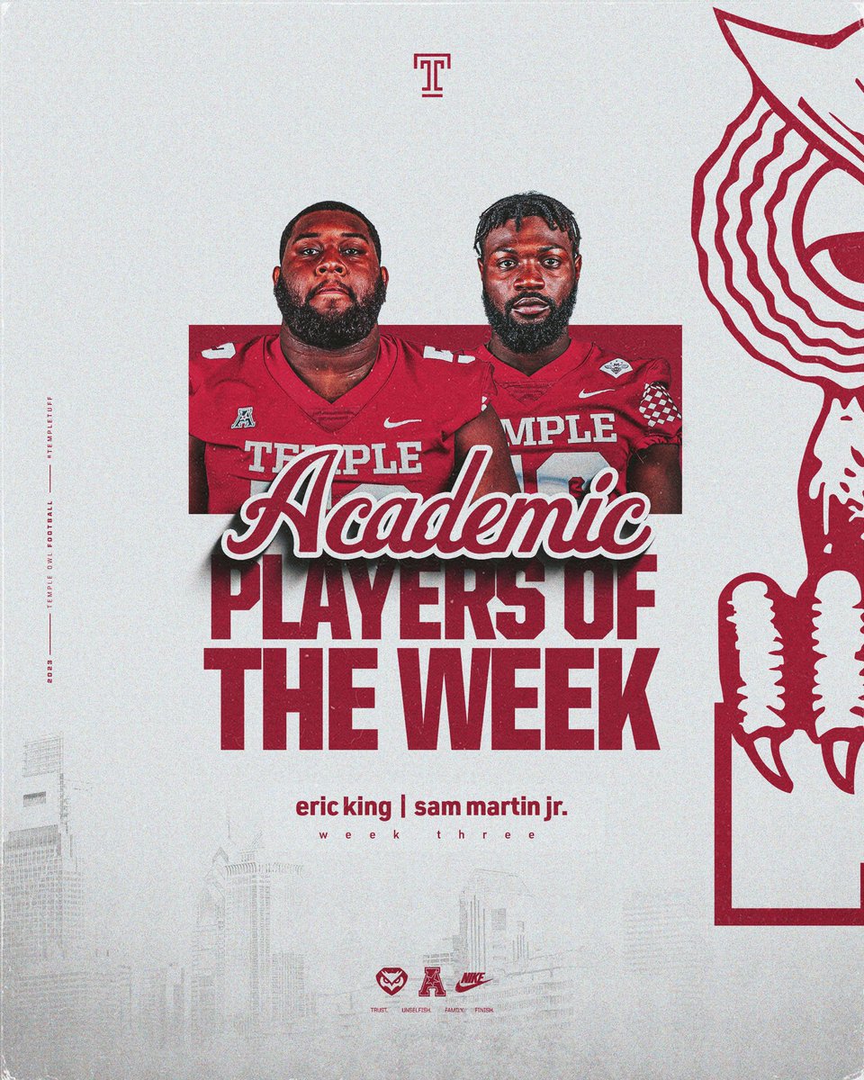 Week 3 Academic Players of the Week 📚👏

#TempleTUFF