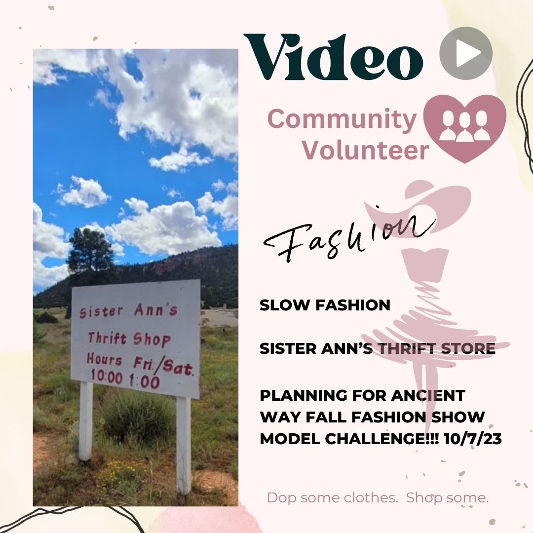So excited to help with the upcoming Fall Festival Fashion Show in El Morro, NM.   This will be "Slow Fashion" using our local thrift store "Sister Ann's".  If in the area, please drop off clothes you want to let go of; this will our models more selection of clothes.