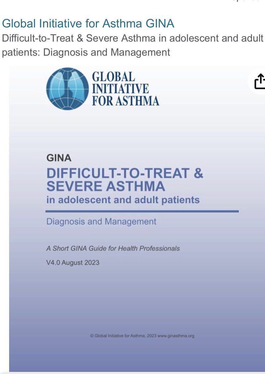 The GINA Severe asthma printed booklet is now available to purchase on Amazon at : amazon.com/dp/B0CJDDLNW4 please share with anyone treating asthma - it’s really important to identify and refer anyone with possible severe asthma.