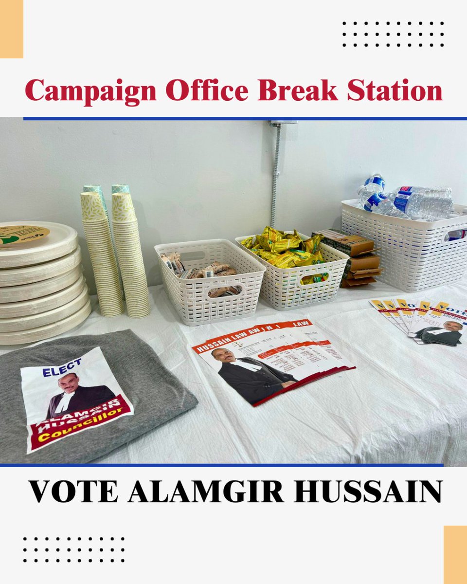 👀 Sneak peek time!
Check out our campaign office's break station. Get ready to tour the full office and connect with your community at our Grand Opening on September 30 from 5 to 9 pm. See you there! #CampaignOffice #YourVoiceYourChoice #AlamgirHussainForWard20 🗳️