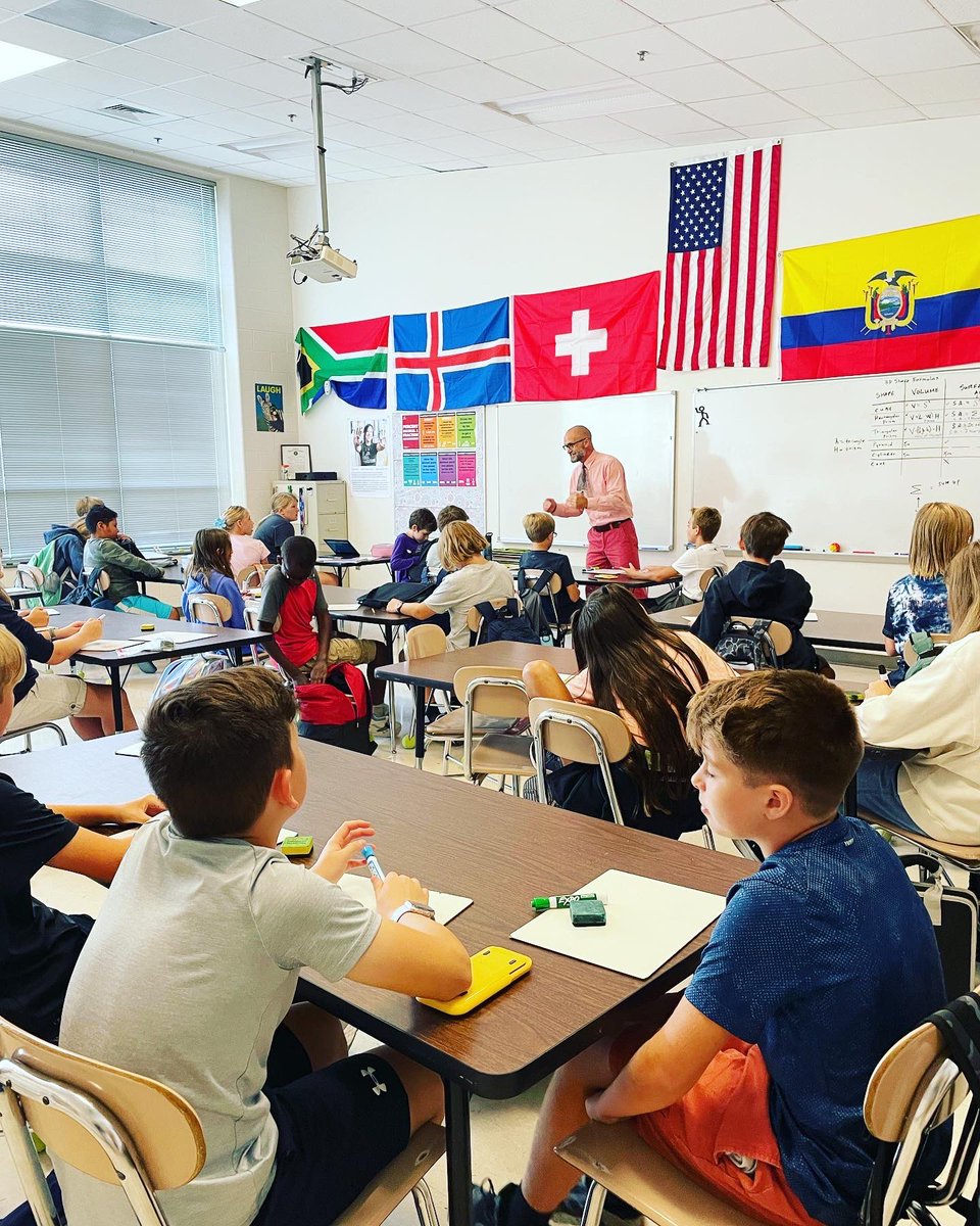 It was tie cutting day in 6th grade. 👔Any student who scores a 100 on their math test/quiz gets their name drawn for a chance to cut Mr. Duhaime’s tie at the end of the week. Talk about a neat and motivating tradition! #donationswelcome #MBPmustangs #OneChatham #mathgoals