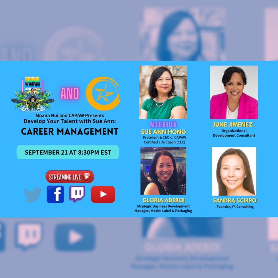 Hosted by the incredible Sue Ann Hong, we're bringing you a powerhouse panel with our esteemed guests: June Jimenez, Gloria Adeboi, and Sandra Scirpo. 🌟🚀
#MoanaNuiAfterDark #CareerManagement #ProfessionalGrowth #PowerhousePanel #CareerInsights #PersonalDevelopment #Inspiration