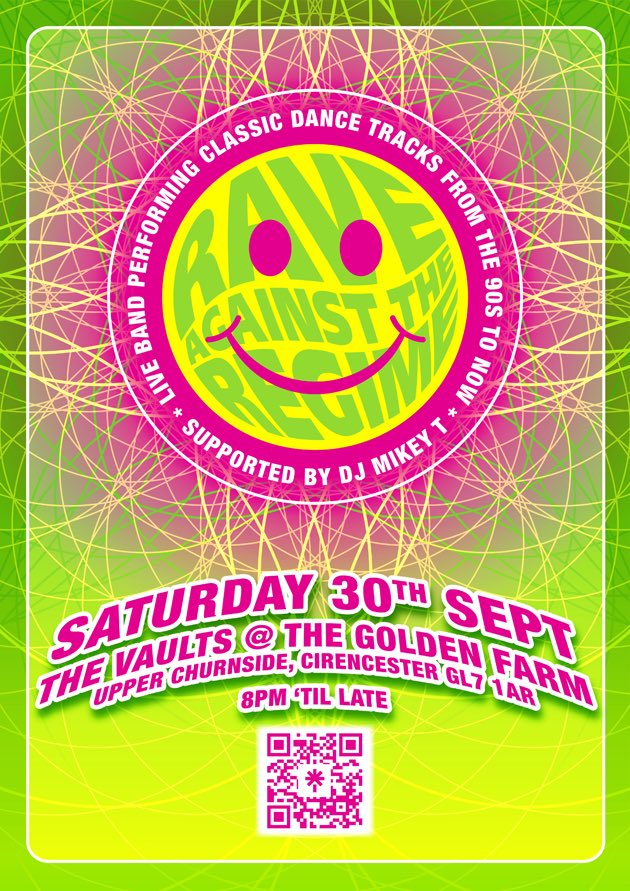 RaveAgainstTheR's tweet photo. Sat 30 Sept! We can’t wait to play in #Cirencester @ The Vaults for the first time - are you ready?😉

Banging dance music classics played live, lights, lasers, support from our DJ Mikey T…and the scene is set!! (plus it's free entry, over 18’s)

See you on the dance floor🤘🏻 https://t.co/76I9kVj5mJ