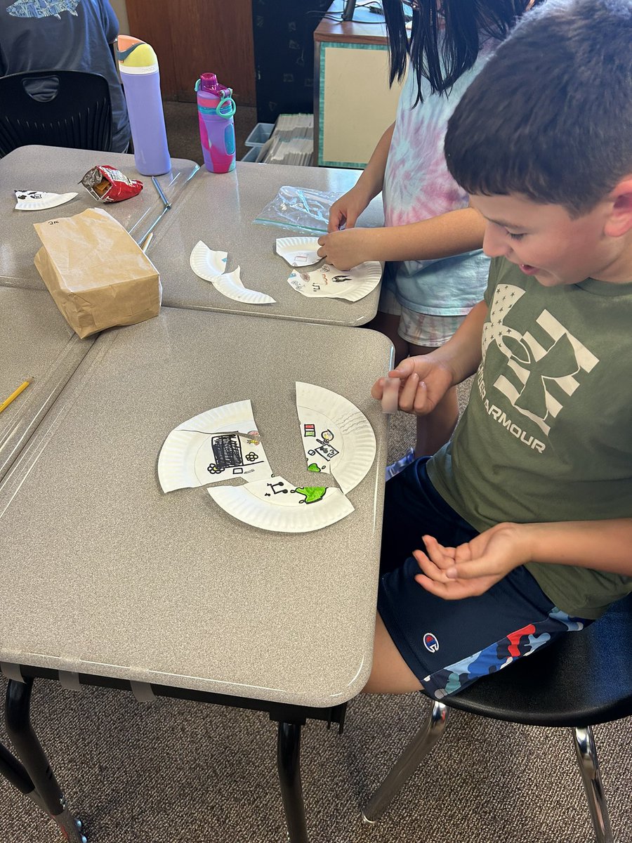 FlanCoco2015's tweet photo. The Inventors working as archaeologists to solve the puzzle of “who each plate belongs to”! @CPSchoolsMA @Parkerprincipal https://t.co/ZyrJVRhIzu