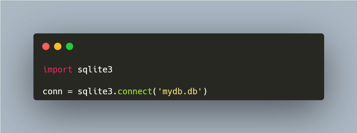 driscollis's tweet image. 📚 #PythonSQL: Use `sqlite3` for lightweight, serverless, zero-configuration databases. Great for small projects!
Here's an example of connecting to aSQLite database file: