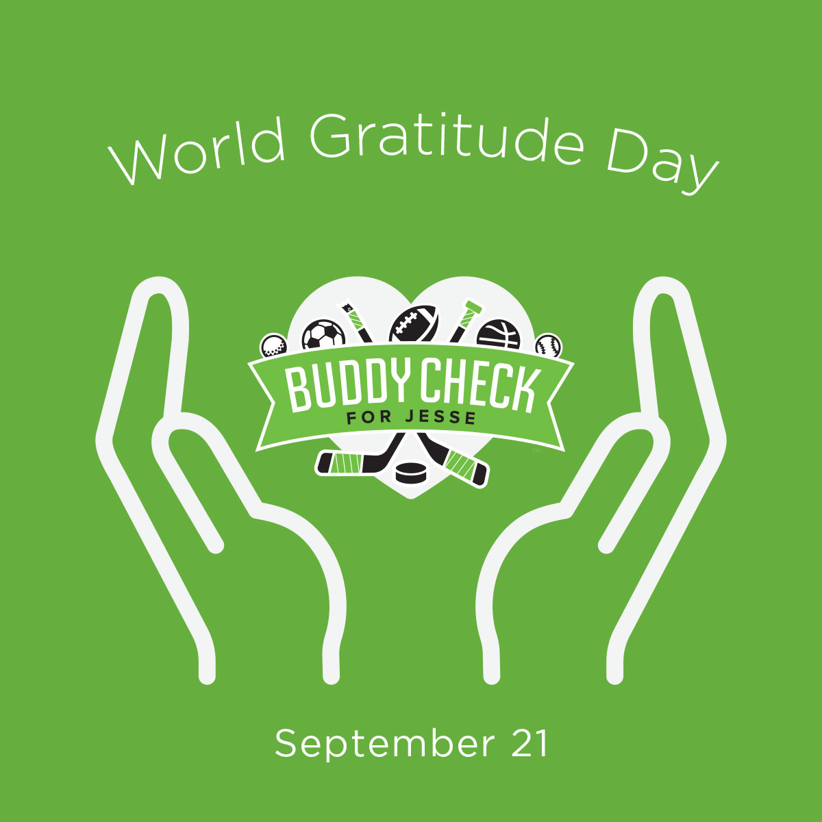 🌟 Happy #WorldGratitudeDay! 💚✨

Gratitude = Better mental health. 🧠❤️

Let's spread positivity! Share your gratitude! 💬💚

#GratitudeMatters #MentalHealth #SpreadPositivity #BuddyCheckforJesse