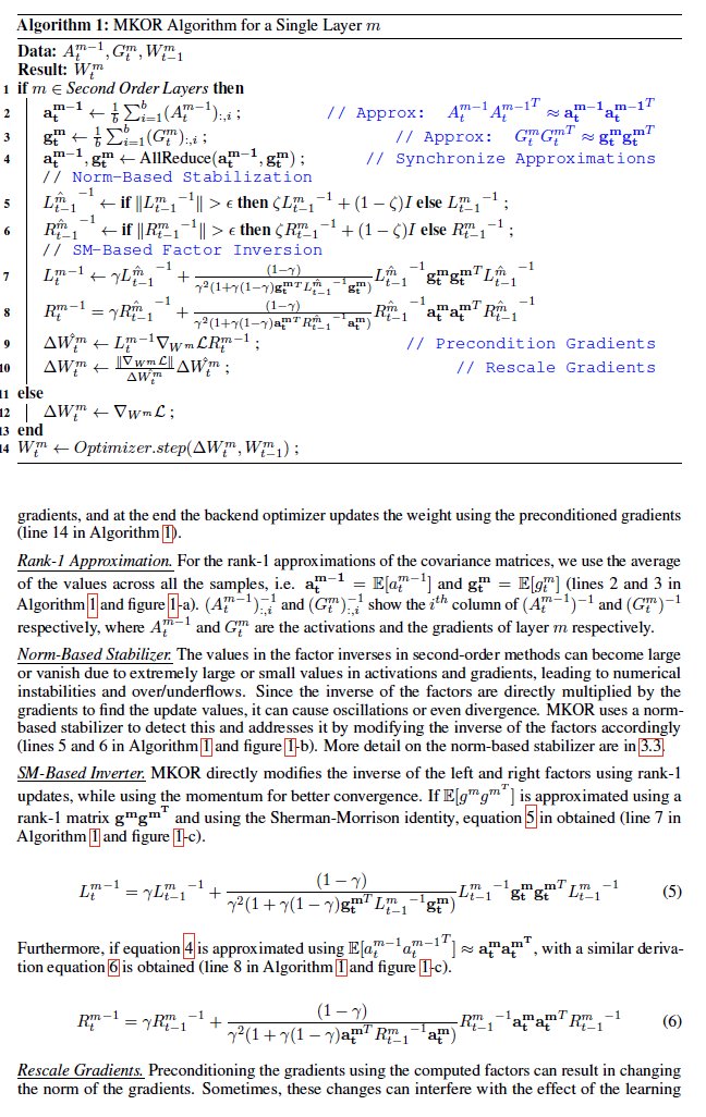MaryamDehnavi's tweet photo. Second-order optimizers hold great promise for speeding DNNs. Check out our paper “MKOR: Momentum-Enabled Kronecker-Factor-Based Optimizer Using Rank-1 Updates” to appear at #Neurips 23.  BERT on MKOR is 2.5X faster than first-order optimizers!

Paper: https://t.co/I2Bt04cE6F https://t.co/MZaXIPahjI