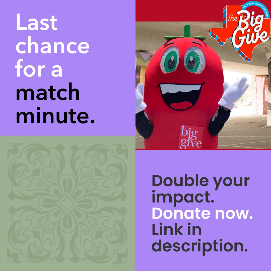 FINAL MATCH MINUTE

Thanks to EVERYONE who has donated to us for the BIG GIVE! It's the last hour of this crazy day, and RIGHT NOW is your LAST CHANCE to have your contribution doubled! 

Donate here: thebiggivesa.org/organizations/…