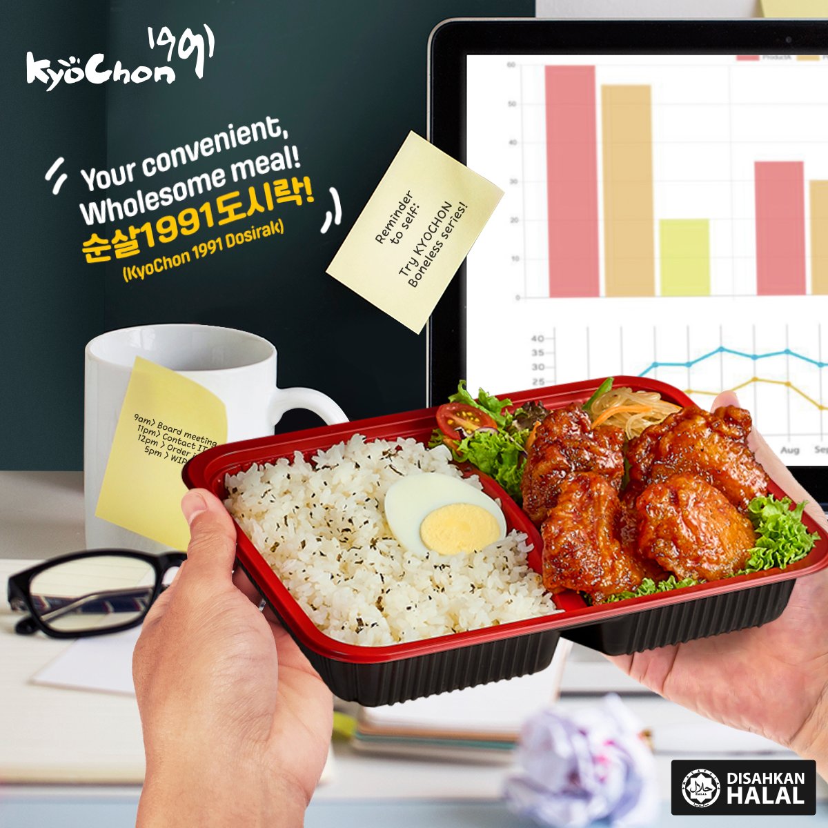 KyochonMalaysia's tweet photo. Life's fast-paced, and sometimes you just need a quick bite in between adventures. But who says you can't enjoy authentic Korean flavours even when you’re busy? 🇰🇷🤩

Introducing our fully-packed meal, KyoChon Dosirak, perfect for those busy moments. https://t.co/STjtyDf1sw