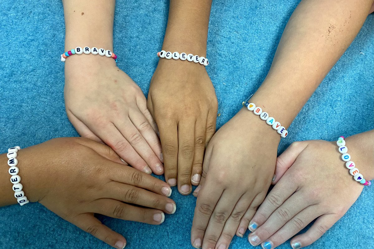 MrsGunlock_3's tweet photo. We chose our one word for 2nd grade! We discussed how their word can apply at home &amp; school. As a reminder &amp; because Taylor Swift is still on my mind, we made bracelets with their word. They LOVED this, &amp; I love seeing them wear them as a reminder of their goals for the year. https://t.co/QmhQ9qGV87