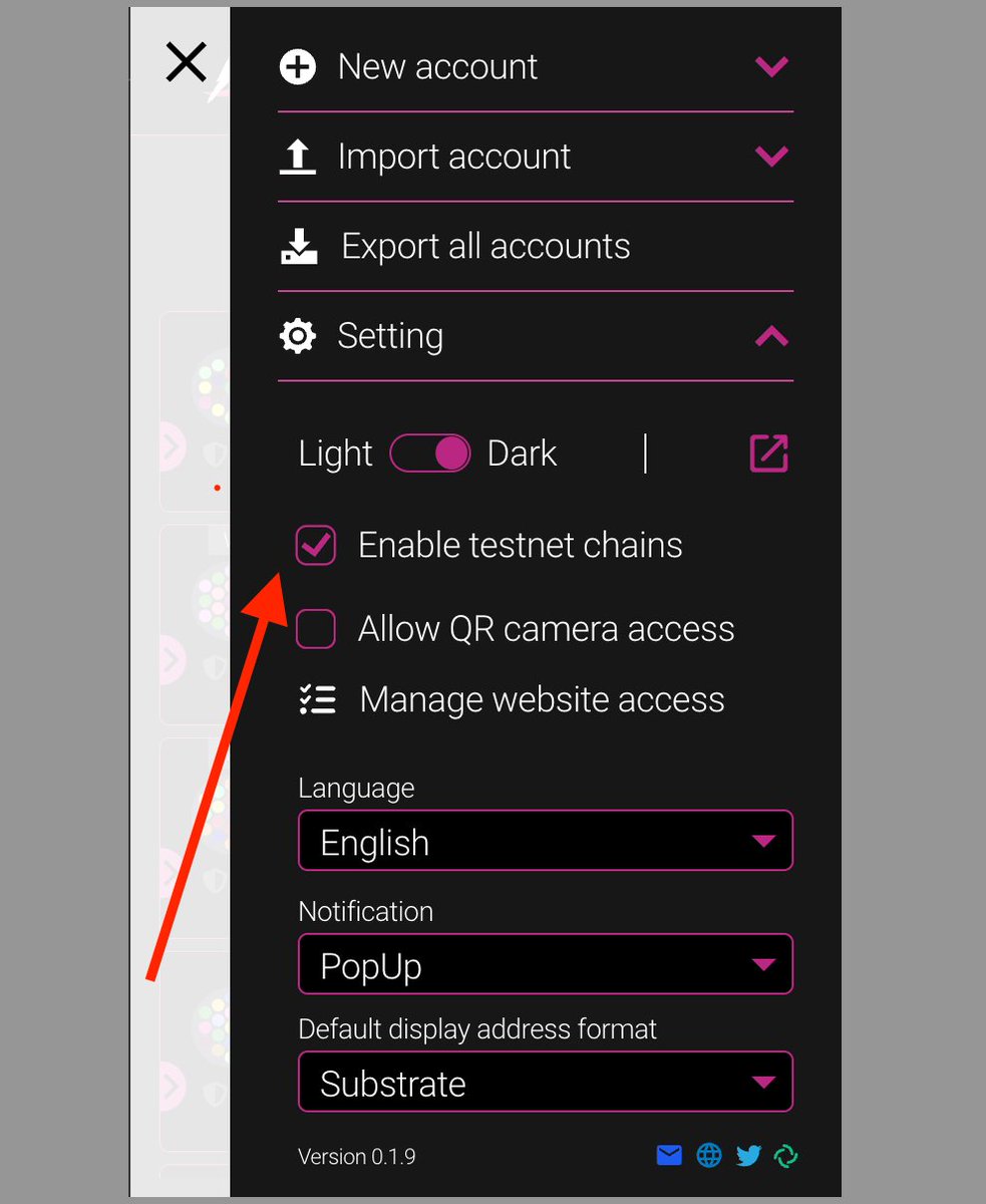 👉 To access #testnet chains, you'll need to enable them in the settings. By default, they are disabled due to the potential for non-consistent changes that may occur within testnets.

#Polkadot #Kusama #Polkagate #Westend #WestendAssetHub