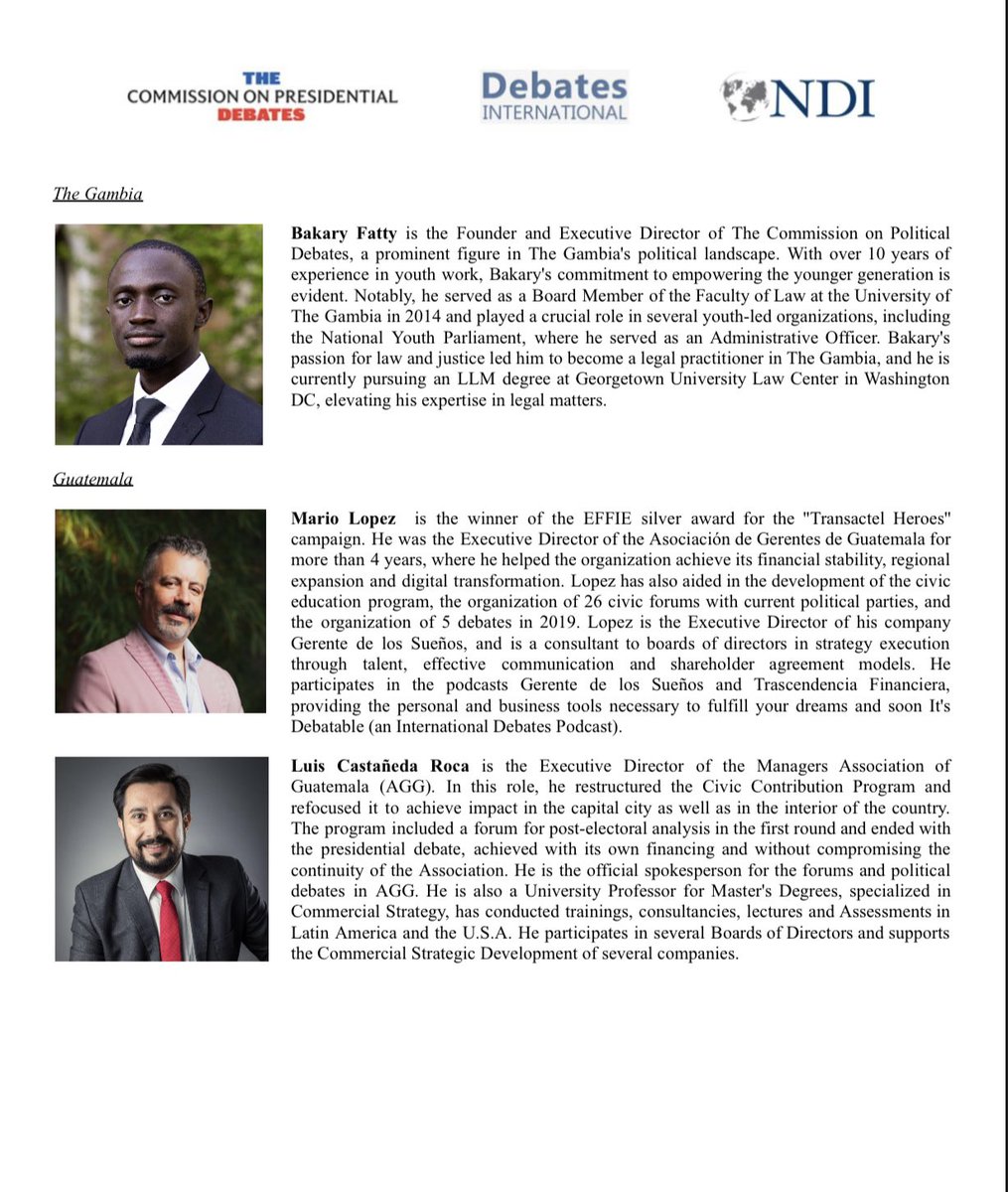 CPDGambia's tweet photo. The Annual Debate Symposium, which is now taking place in the United States, will feature a presentation by our founder and executive director, Bakary Fatty, on non-election debate topics. Together with the National Democratic Institute (NDI) and the U.S. Commission on https://t.co/W1I0NfIQYX