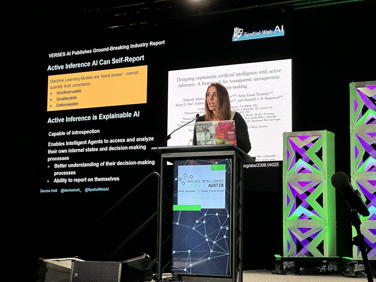 deniseholt_'s tweet image. HUGE thank you to Victoria Cote, @JayBoisseau & Applied Intelligence LIVE Austin for inviting me to share about #ActiveInference #AI and the #SpatialWeb with such a stellar audience of attendees and fellow presenters. What an awesome event to be included in. ☺️🙏🏻✨
#AppliedLIVE