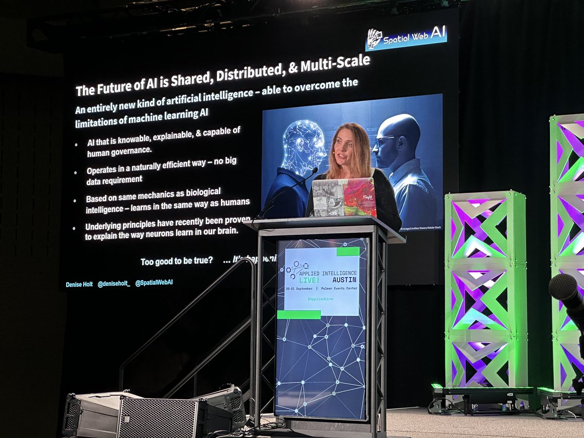 deniseholt_'s tweet image. HUGE thank you to Victoria Cote, @JayBoisseau & Applied Intelligence LIVE Austin for inviting me to share about #ActiveInference #AI and the #SpatialWeb with such a stellar audience of attendees and fellow presenters. What an awesome event to be included in. ☺️🙏🏻✨
#AppliedLIVE