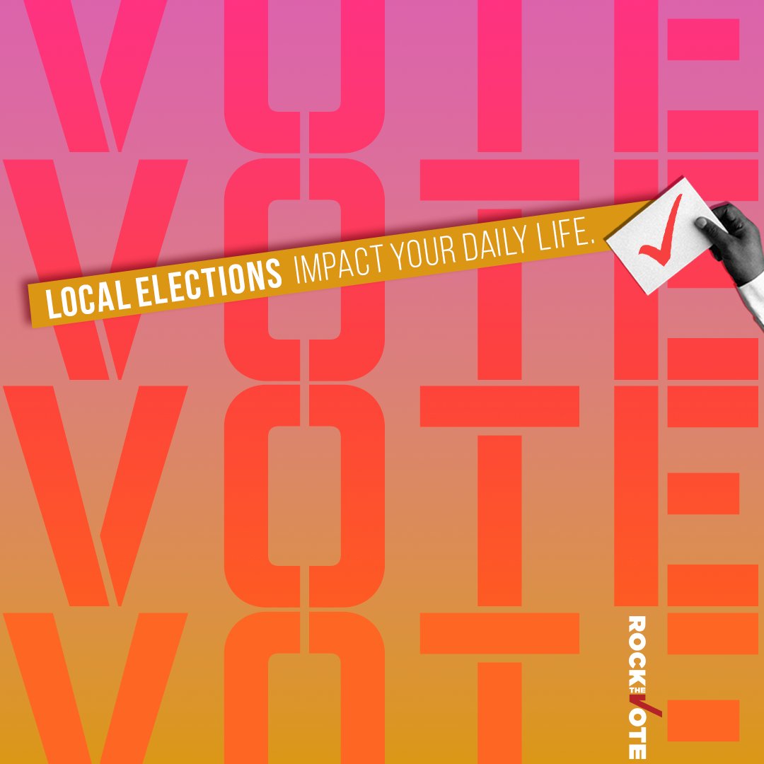 RockTheVote's tweet photo. Don't let the 'quiet' years fool you! Local elections might not have the glitz &amp; glamour of presidential races, but they're where real change begins.

Your vote shapes your community's future, so remember, every election counts –from city council to school board.🗳️🏡 #RockTheVote https://t.co/jqNaWAQ3mi